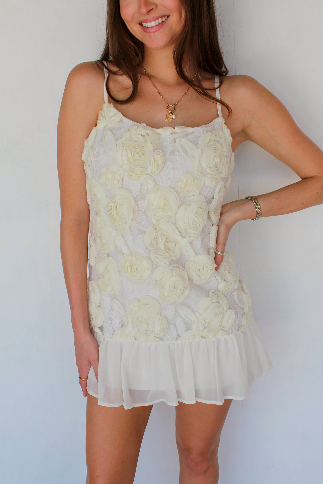 Brown Ruffle Maxi Dress