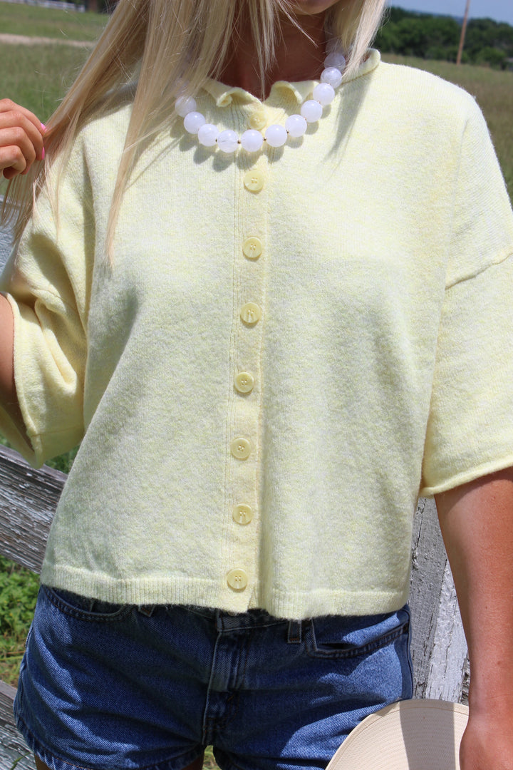 Half Sleeve Cardigan in Butter Yellow