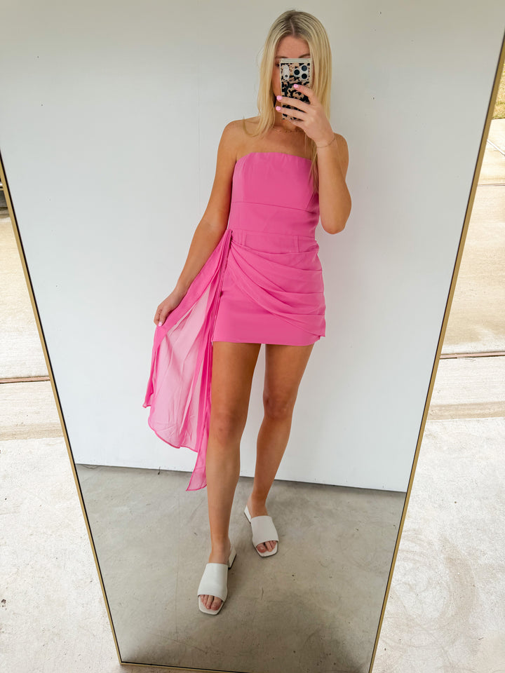 Wrap Ruffle Dress in Pink