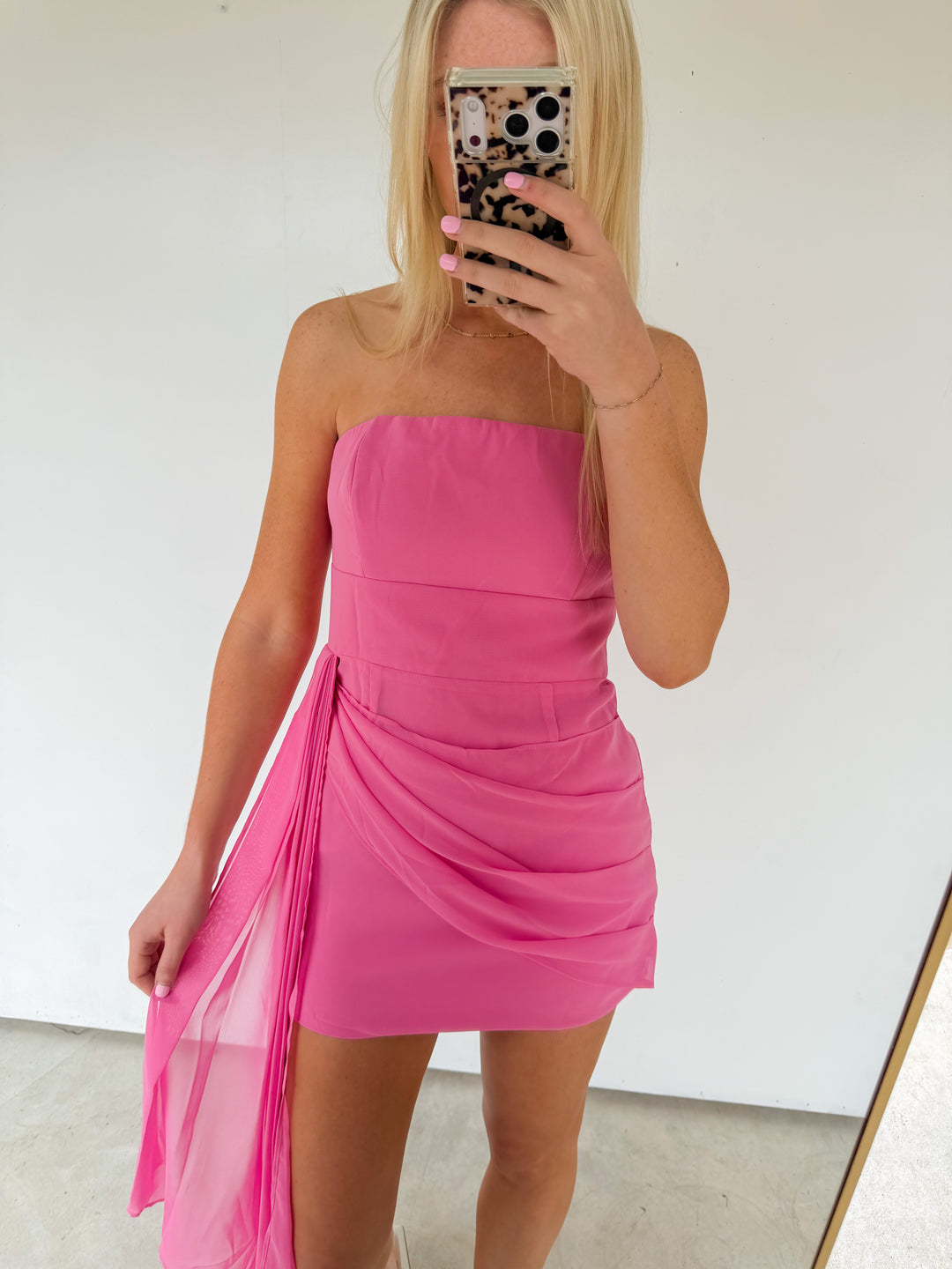 Wrap Ruffle Dress in Pink