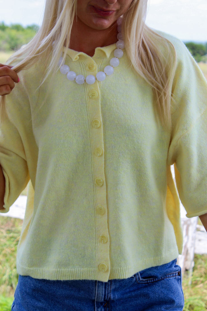 Half Sleeve Cardigan in Butter Yellow