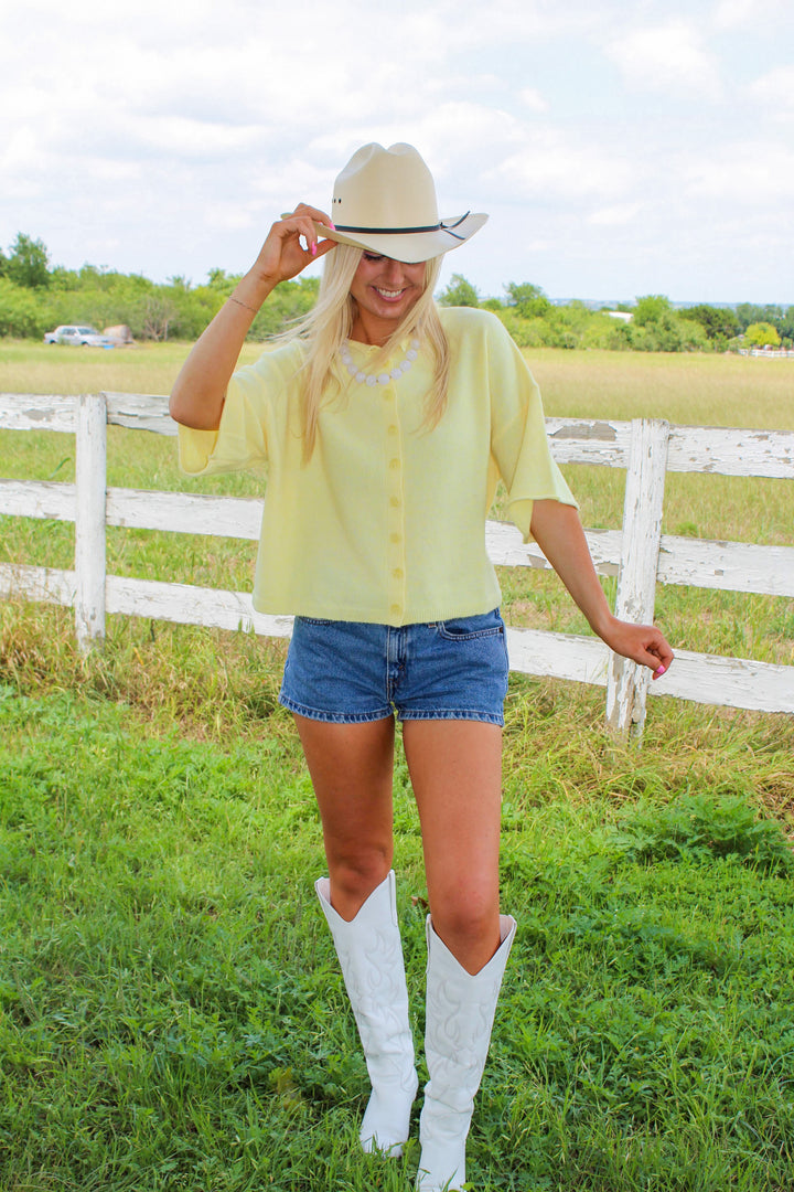 Half Sleeve Cardigan in Butter Yellow