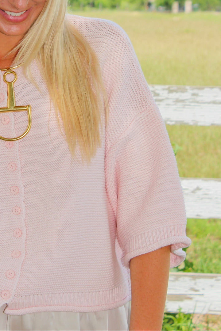 Pink Button Down Cardigan