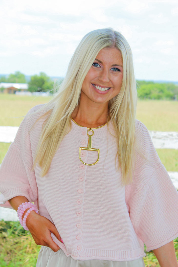 Pink Button Down Cardigan
