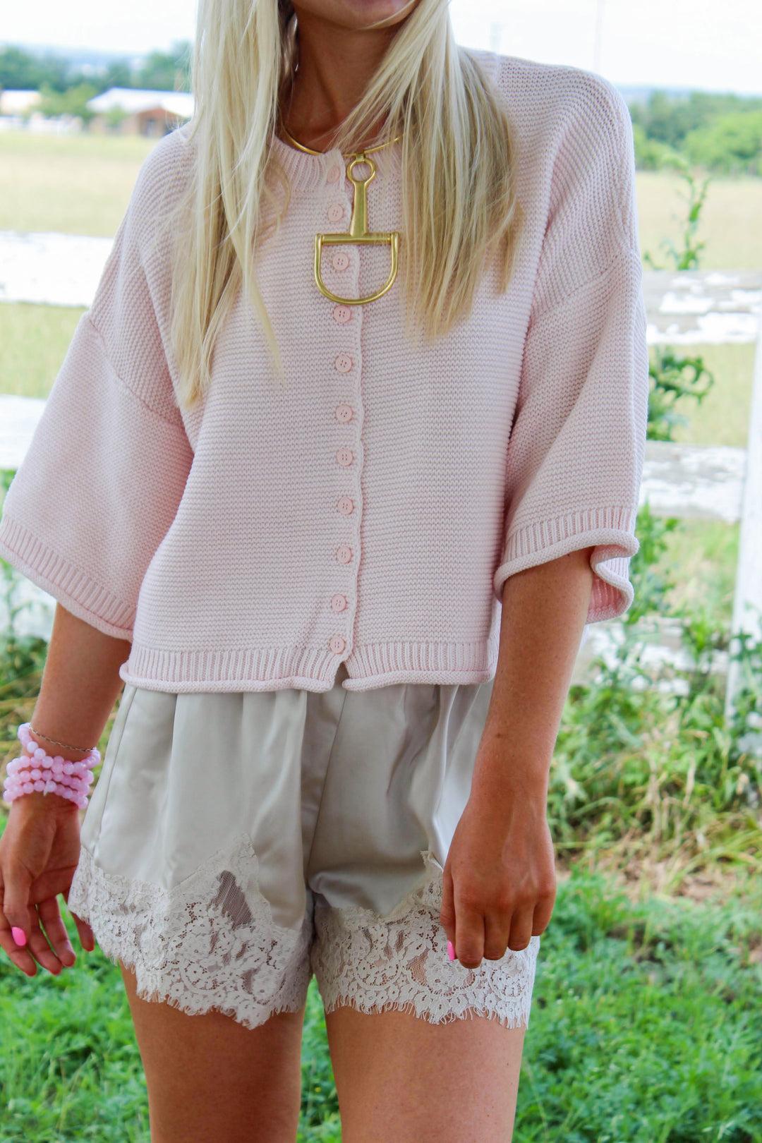 Pink Button Down Cardigan