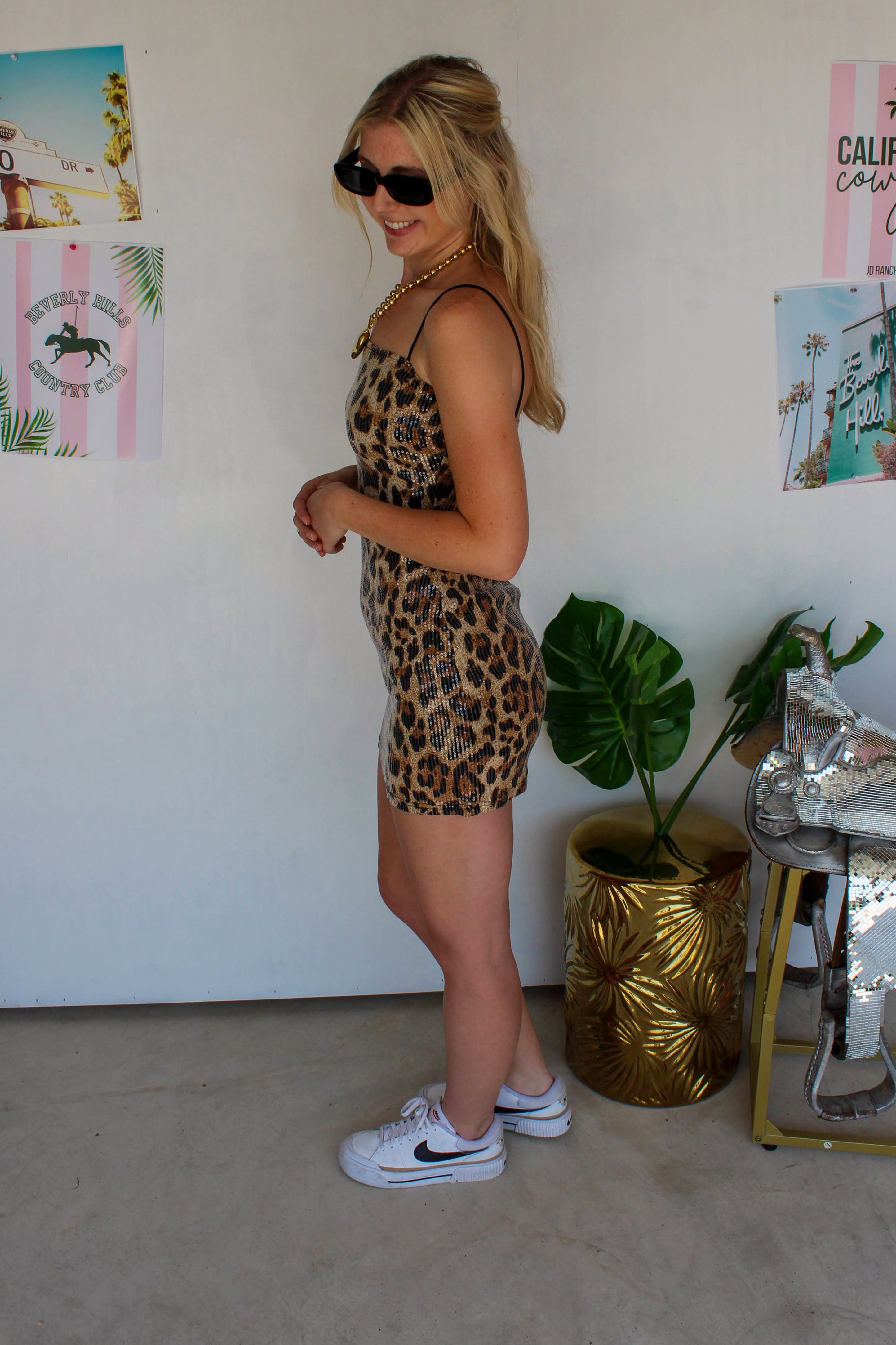 leopard sequin dress