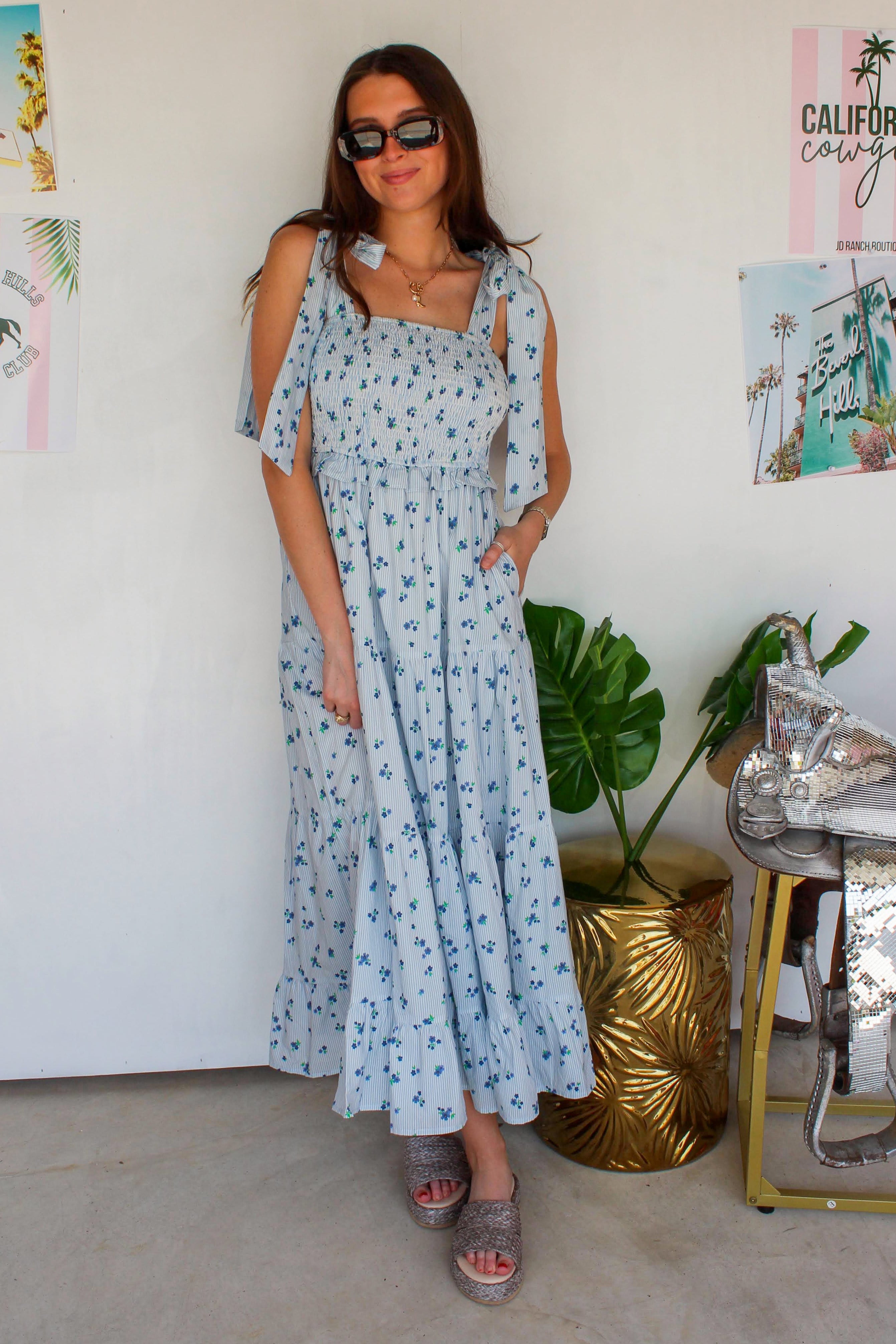 blue floral maxi dress