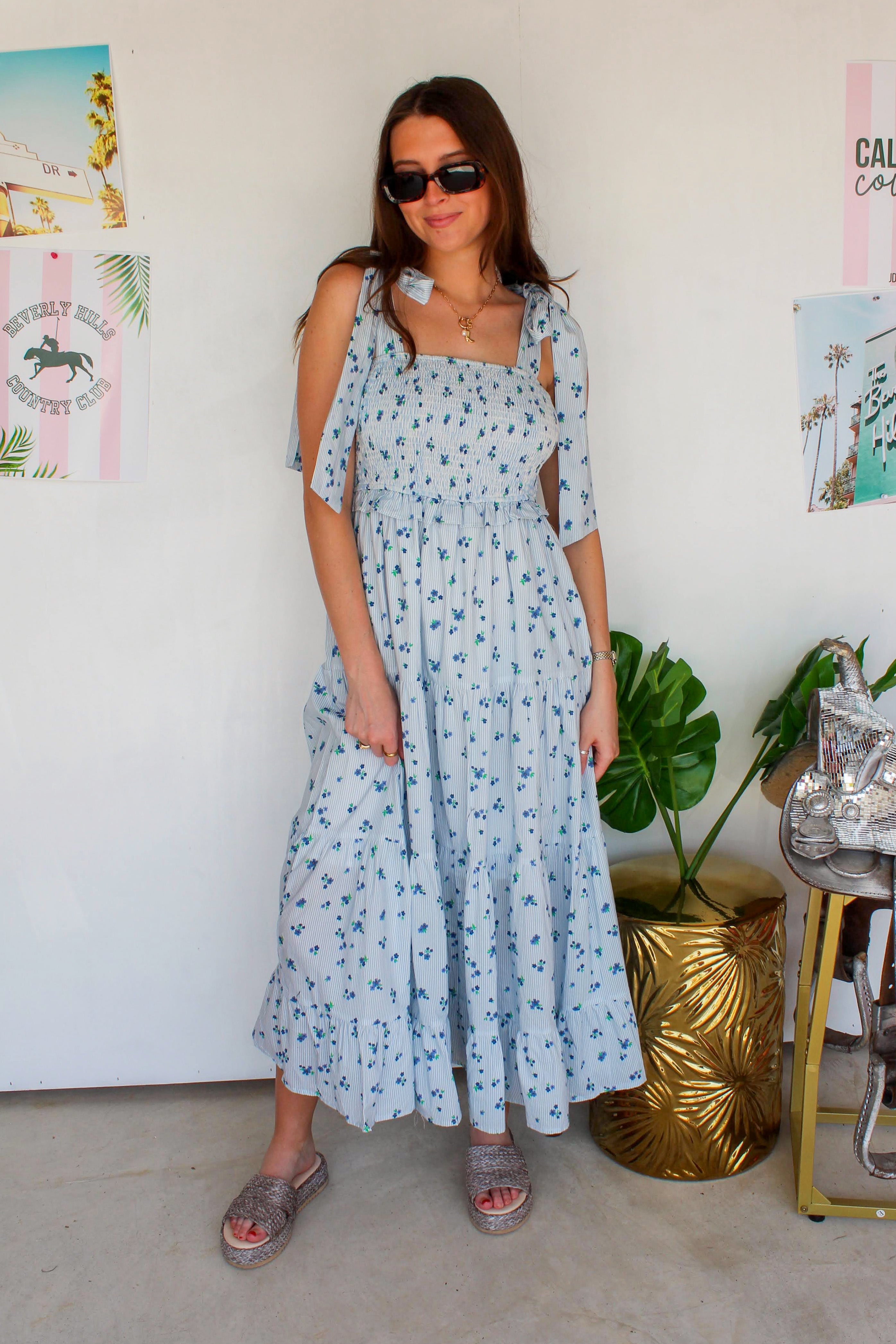 blue floral maxi dress