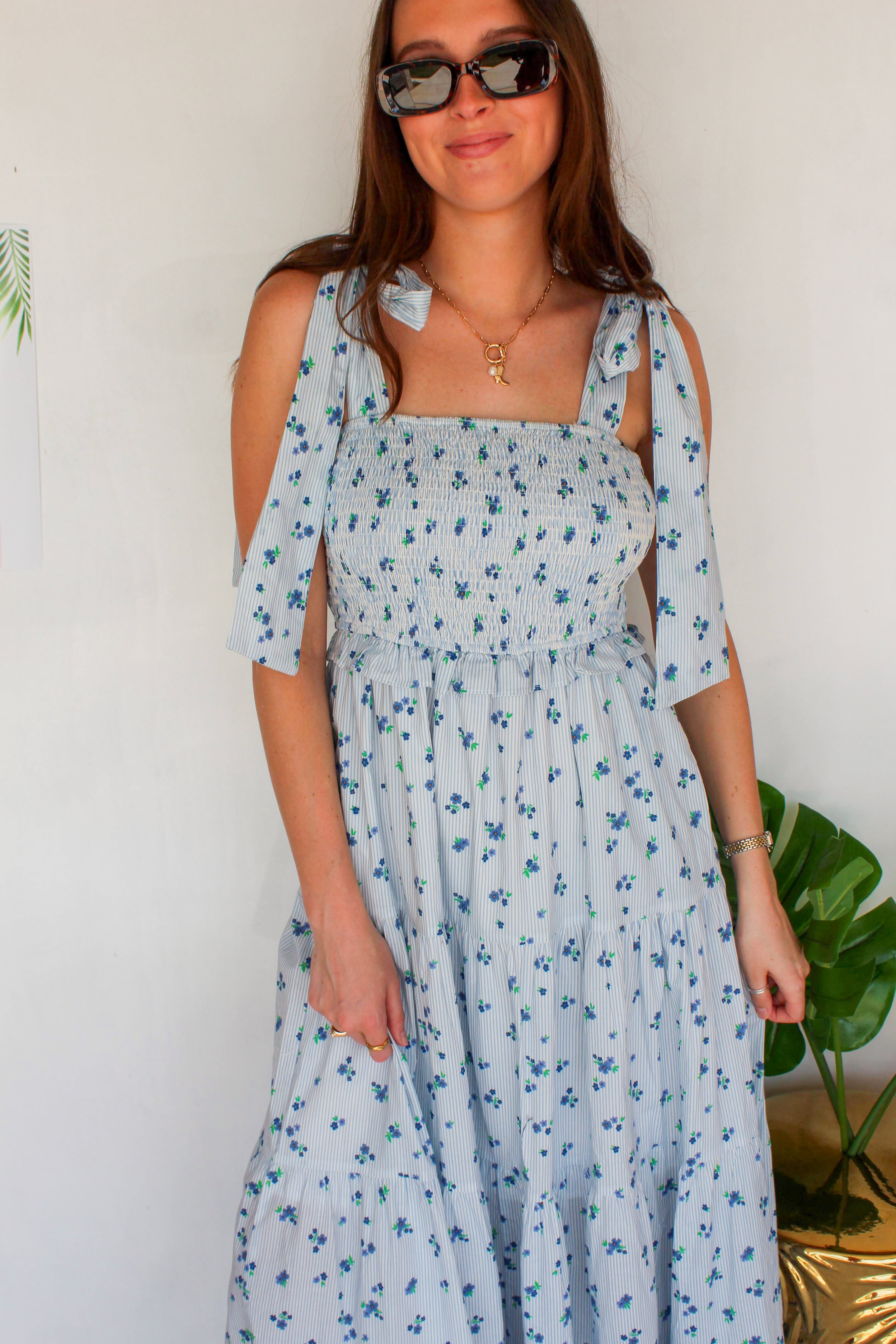 blue floral maxi dress