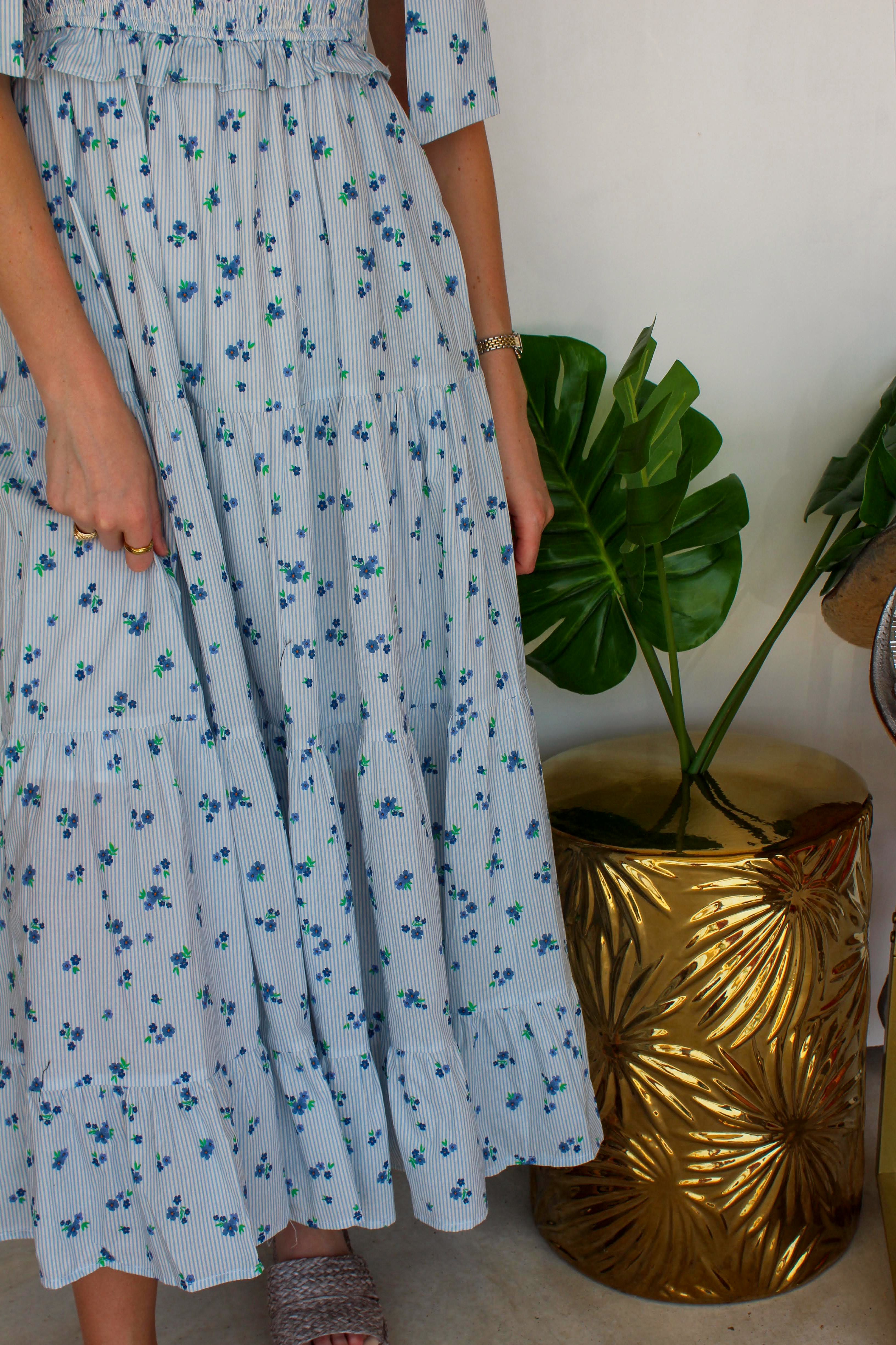 blue floral maxi dress