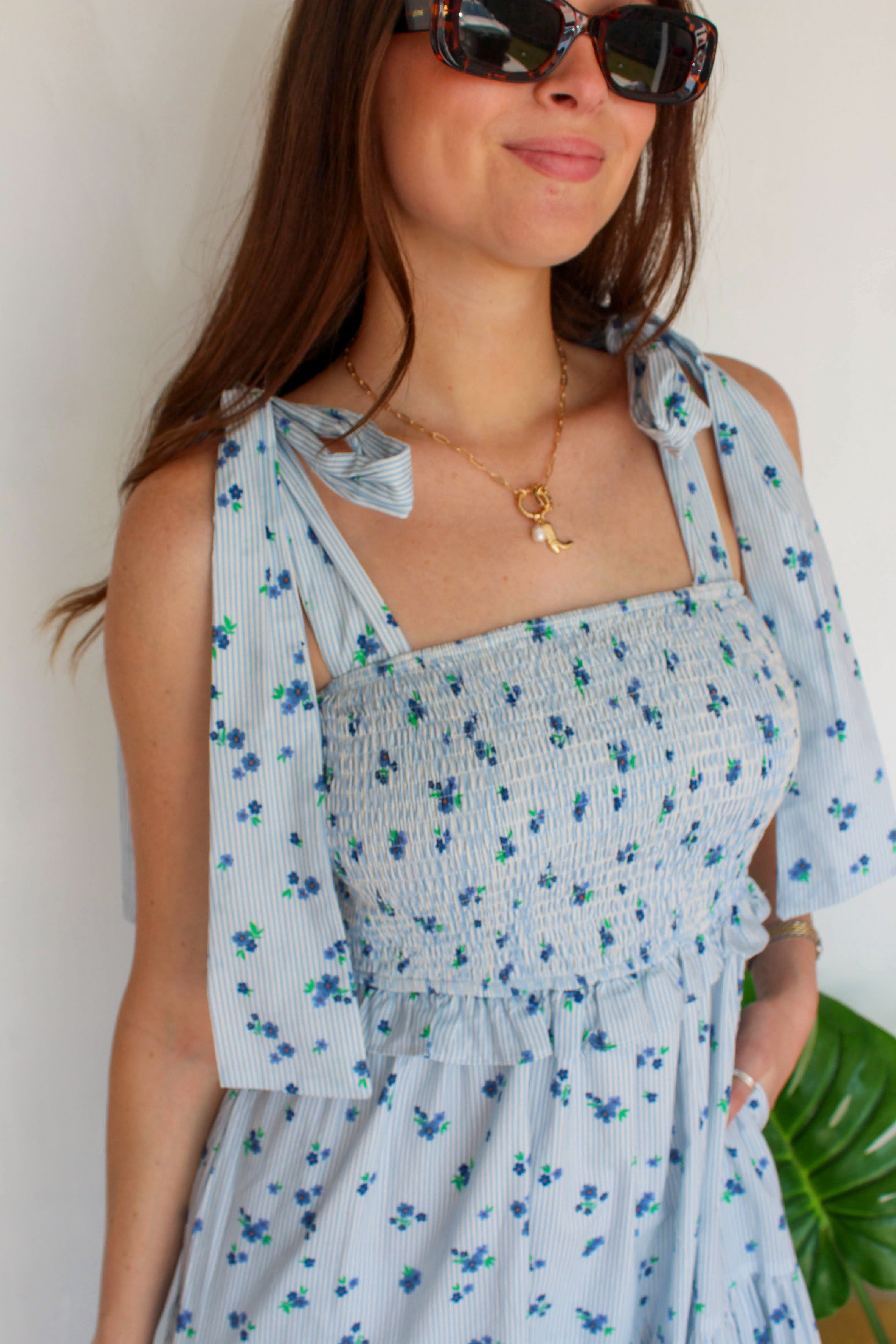 blue floral maxi dress