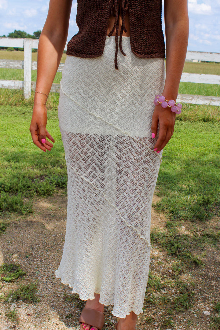 Ivory Lace Maxi Skirt