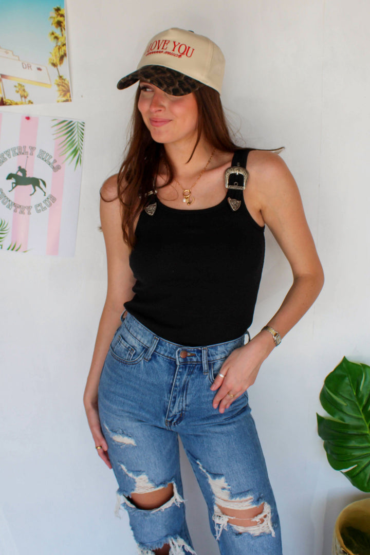 buckle bodysuit in black