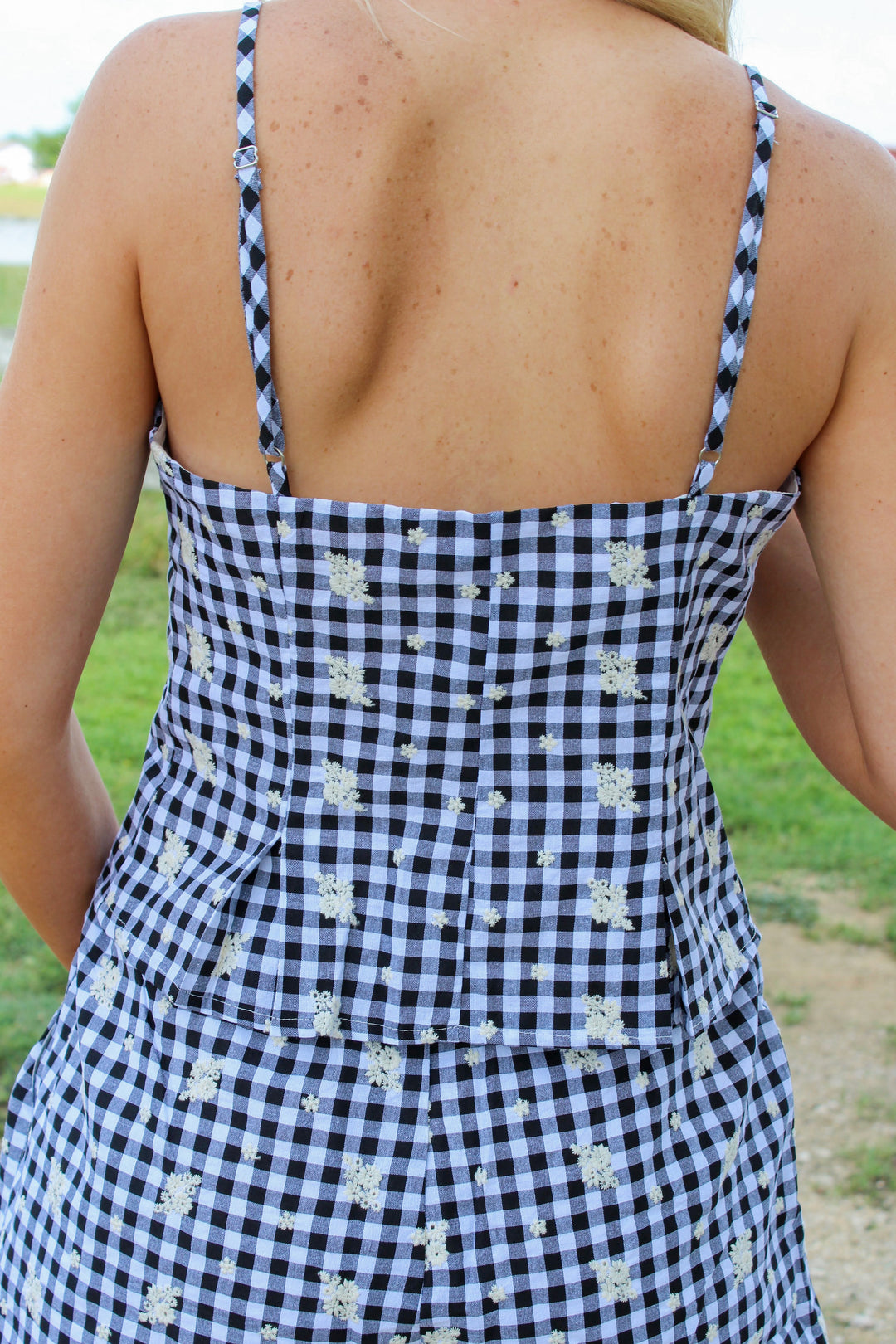 Black Gingham Front Tie Set