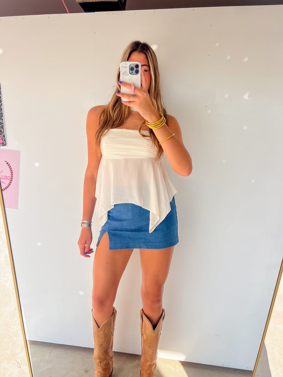 Ivory Tube Top with Scarf