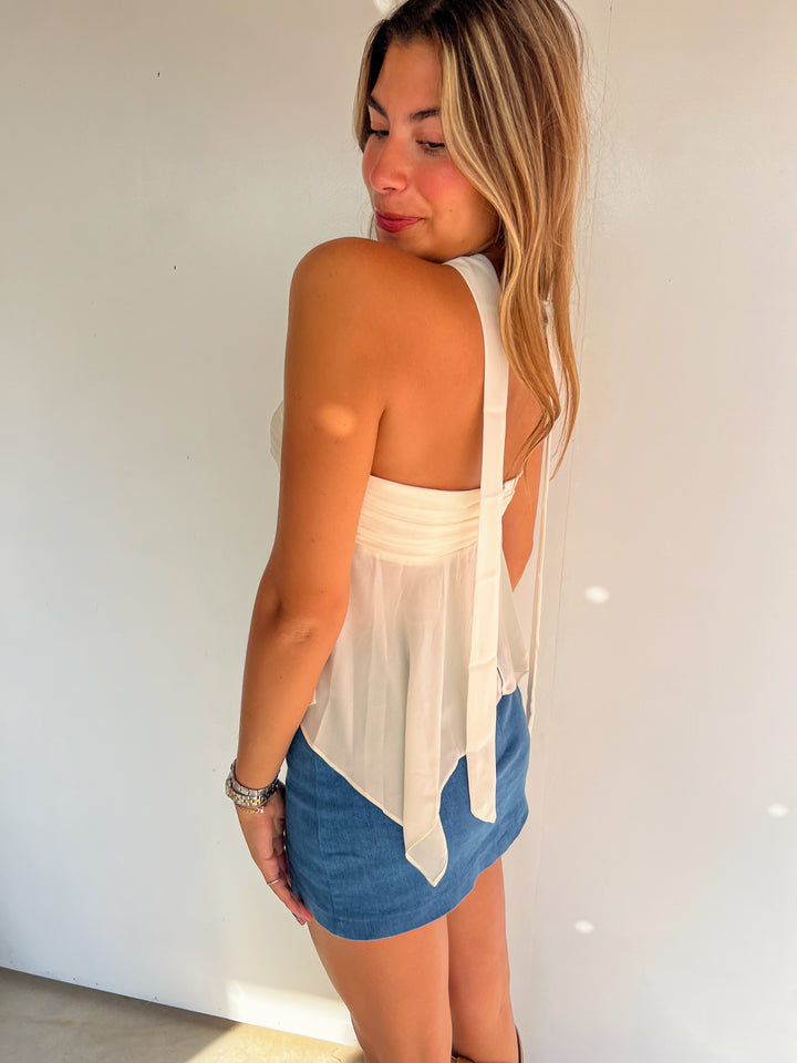 Ivory Tube Top with Scarf