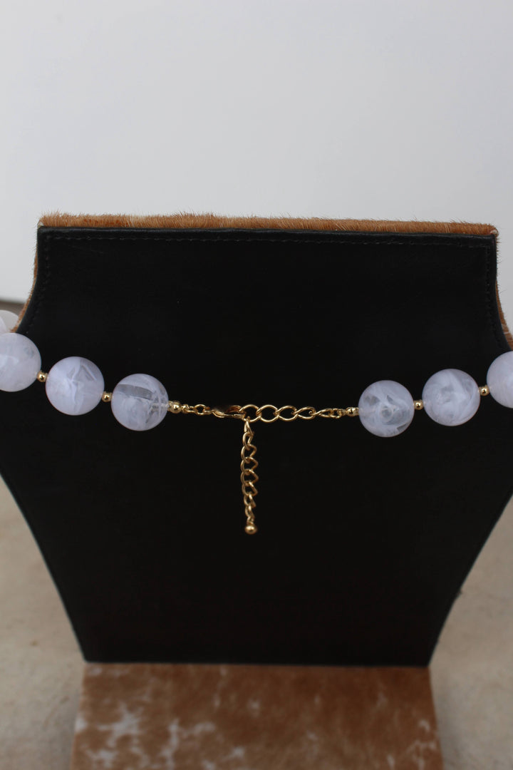White Stone Beaded Necklace