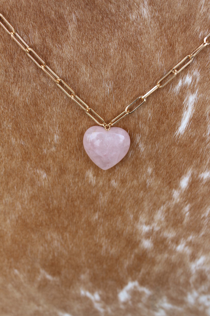 Pink Stone Heart Necklace