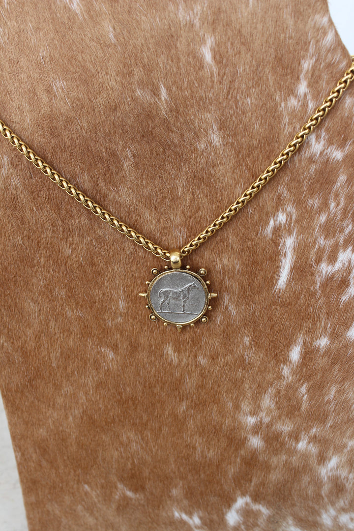 Brass Horse Coin Necklace