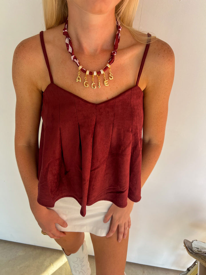 Maroon Suede Tank Top