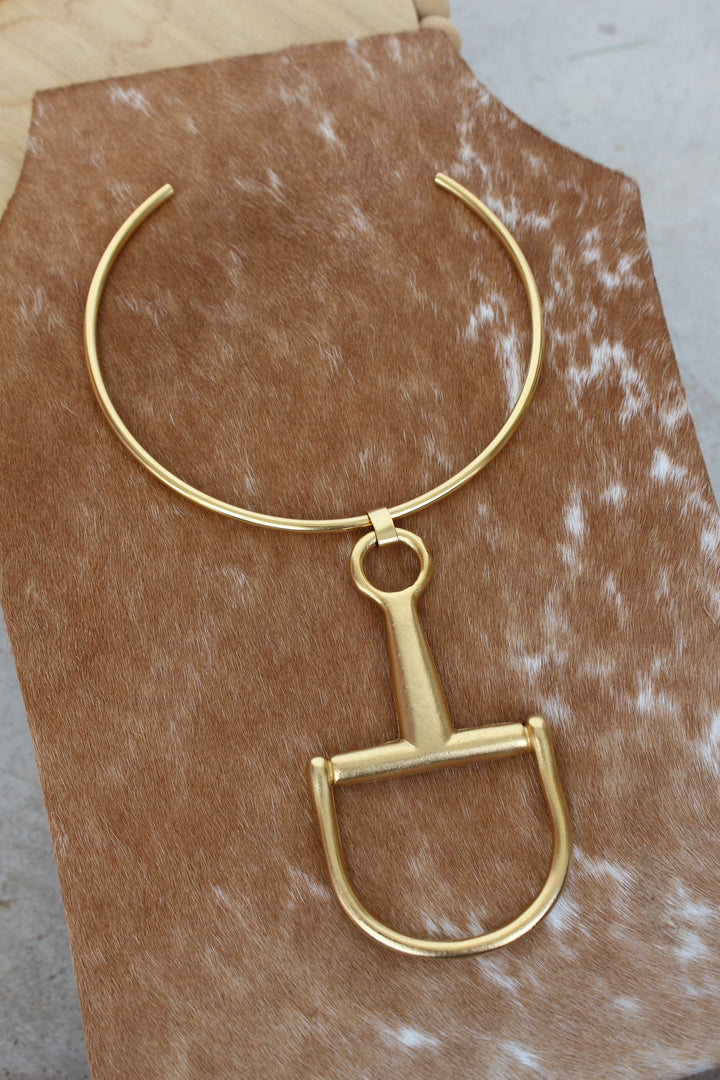 Gold Brass Snaffle Bit Necklace