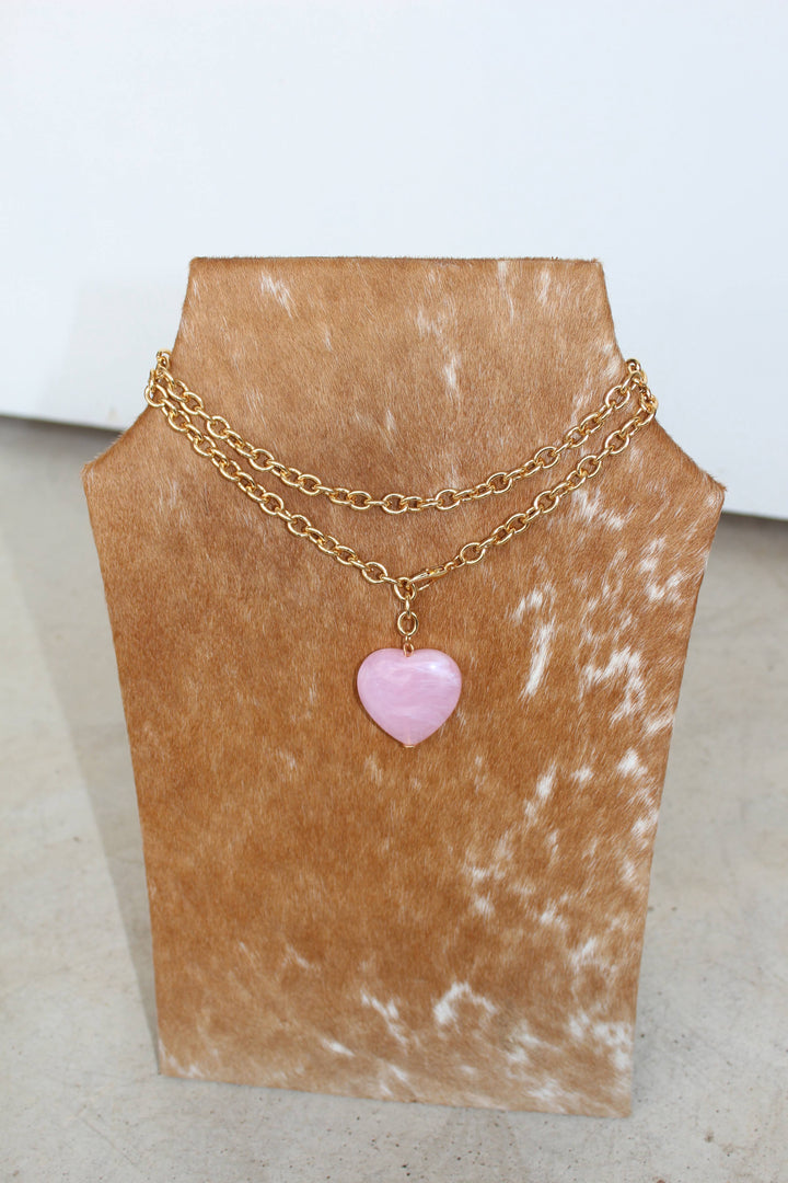 Wrap Around Pink Heart Necklace