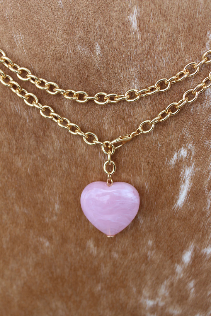 Wrap Around Pink Heart Necklace
