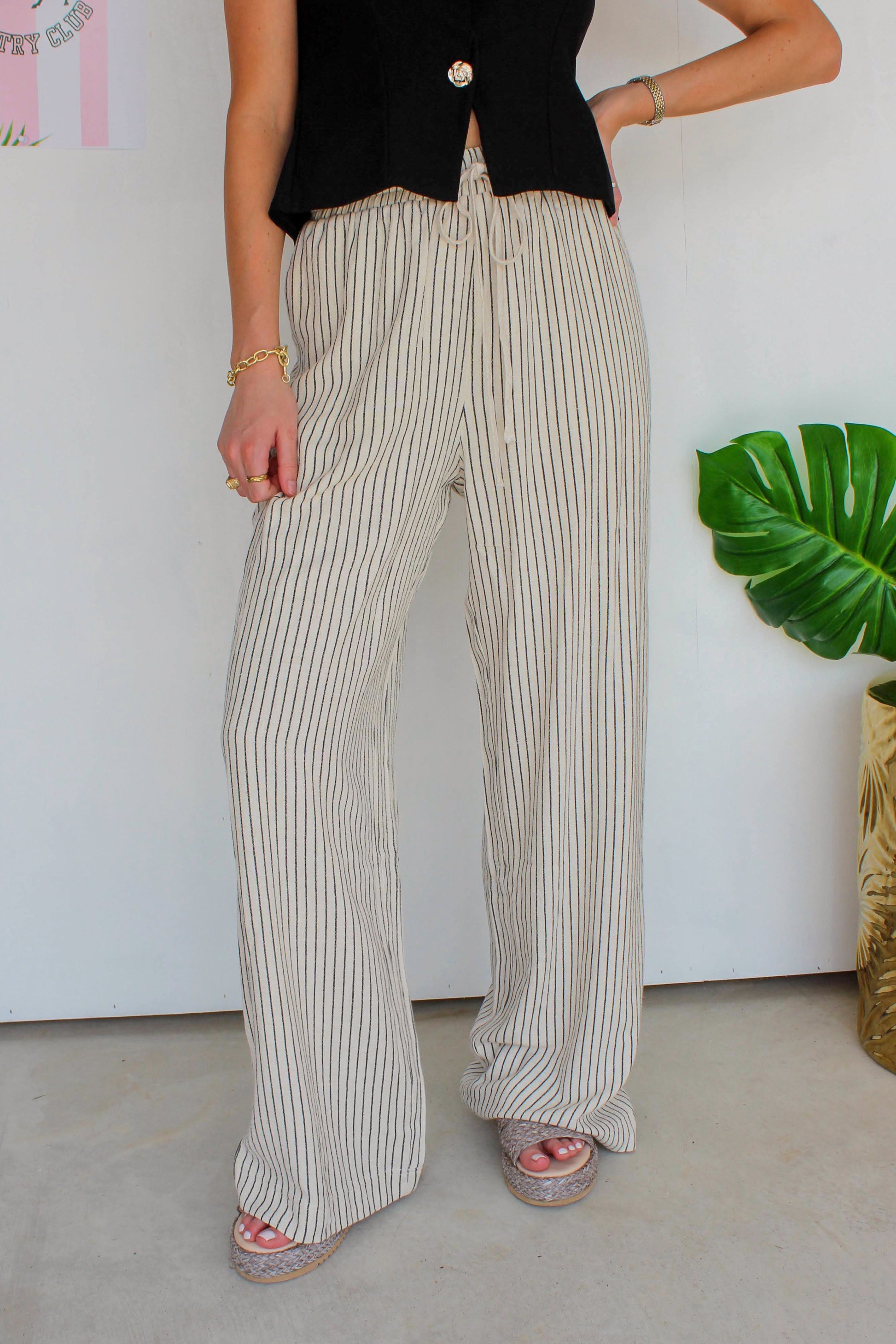 striped linen pants