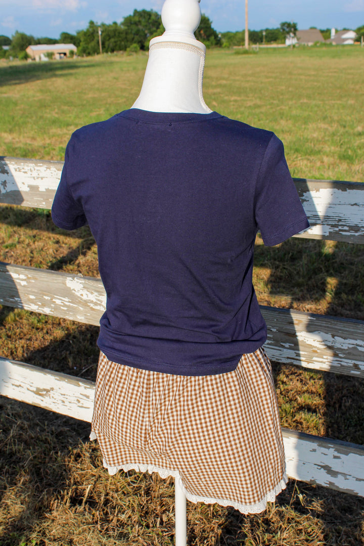 Duck Beaded Fitted Tee in Navy