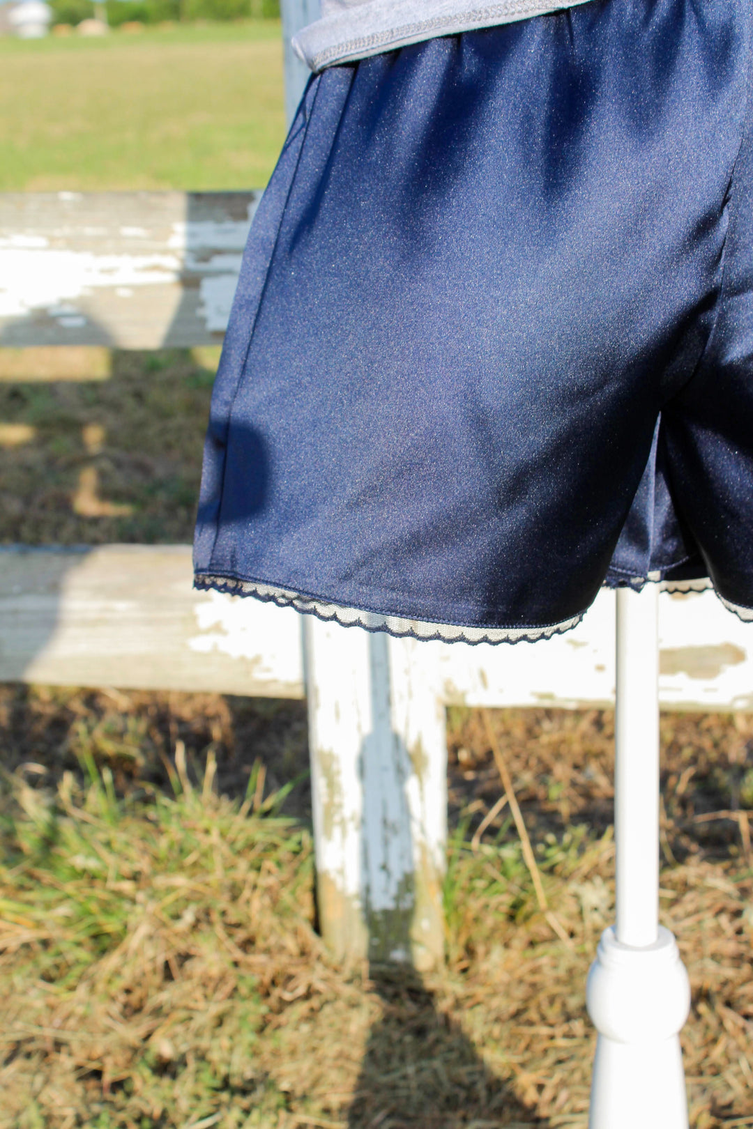 Navy Satin Shorts