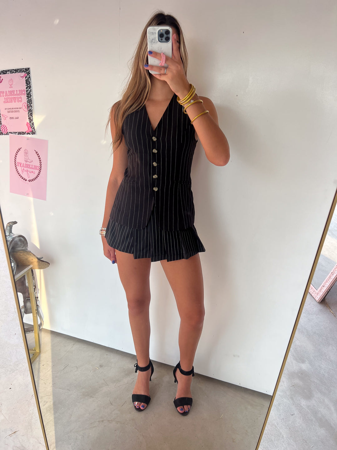 Black Pinstripe Set