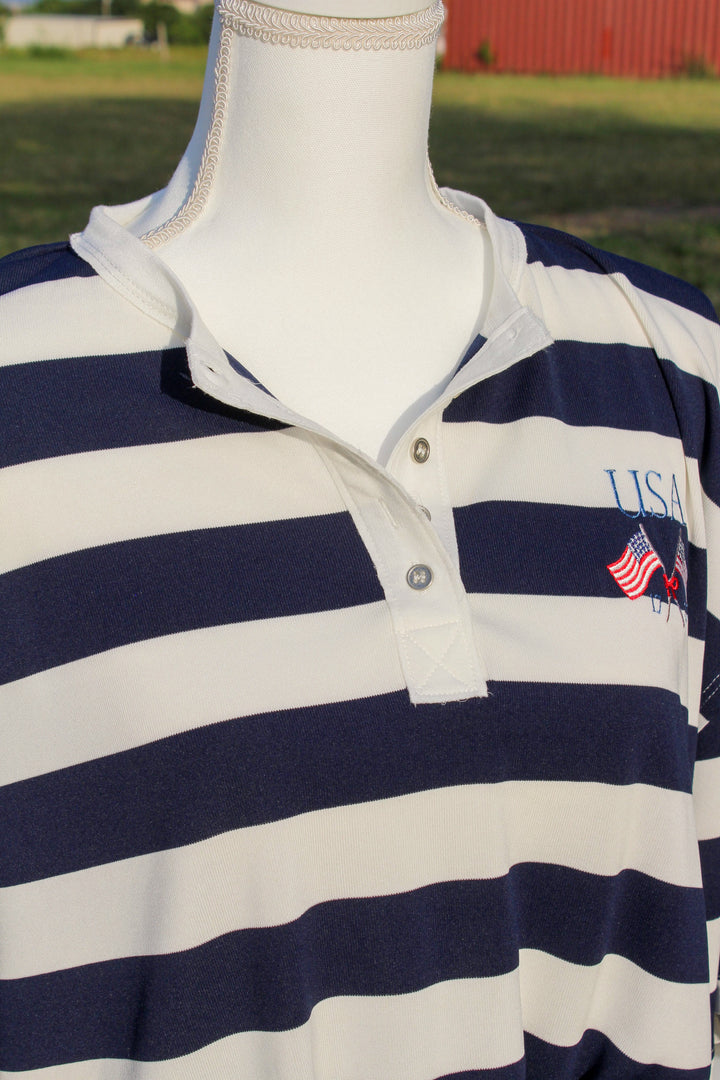 USA Striped Henley Tee