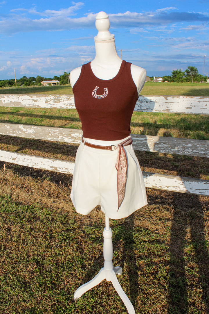White Shorts with Scarf Belt