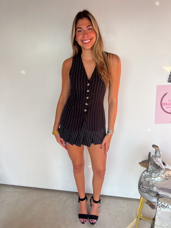 Black Pinstripe Set