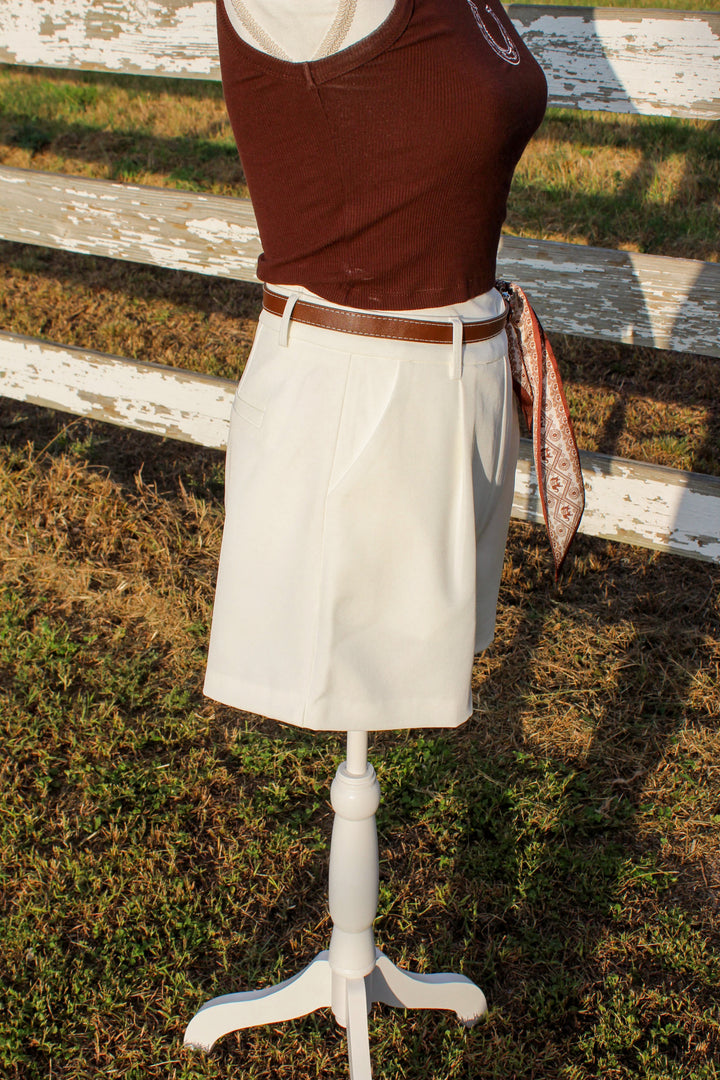 White Shorts with Scarf Belt