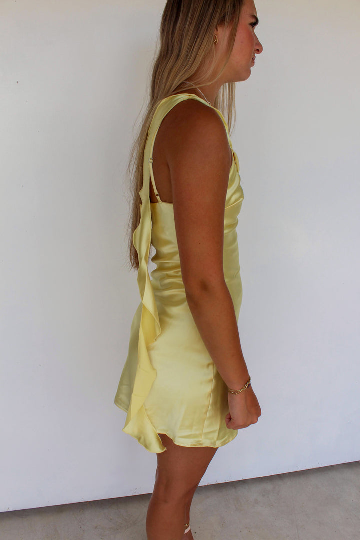 One Shoulder Dress in Lemon