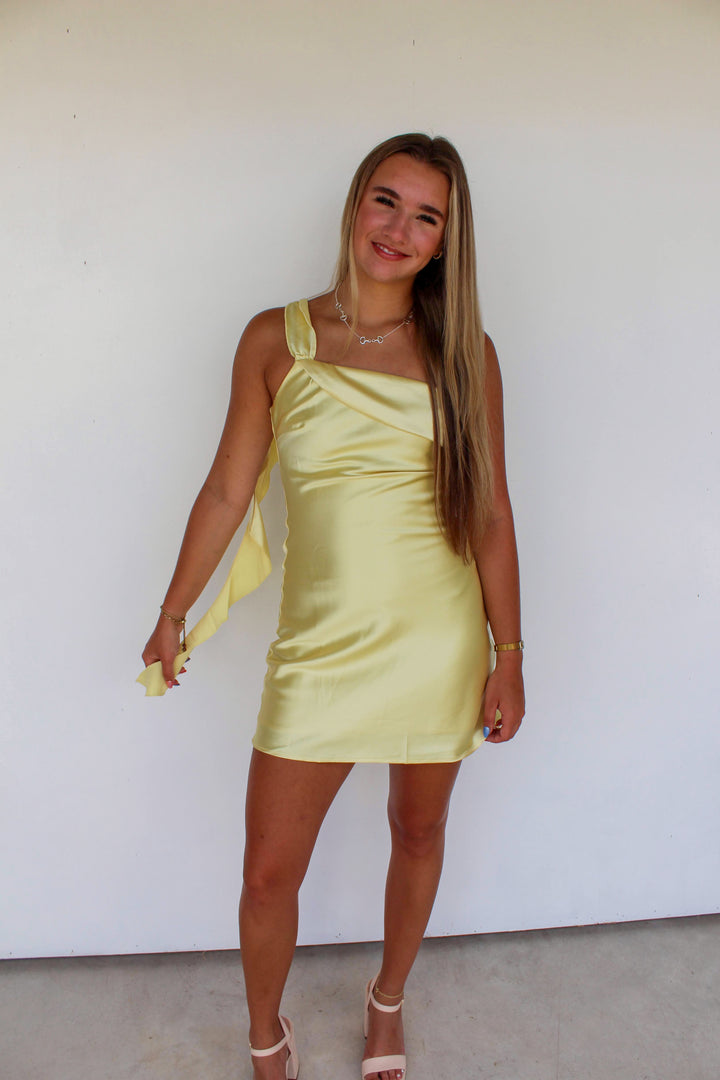 One Shoulder Dress in Lemon