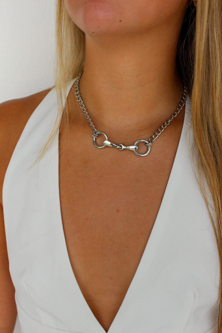 Single Horse Bit Necklace in Silver