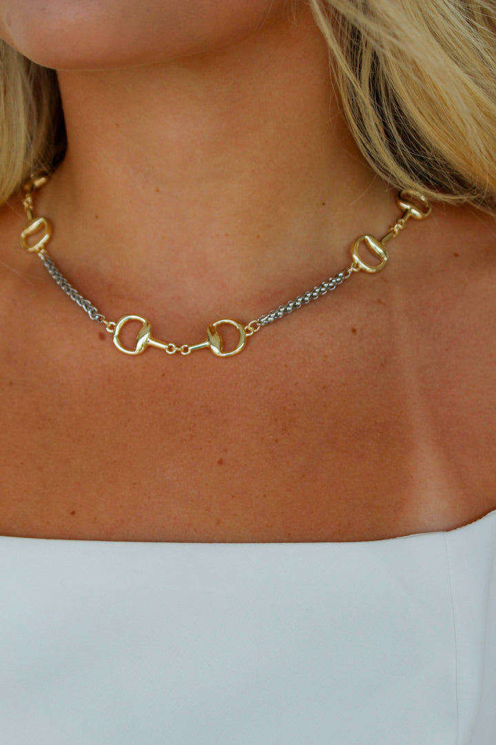 Mixed Metal Horse Bit Necklace