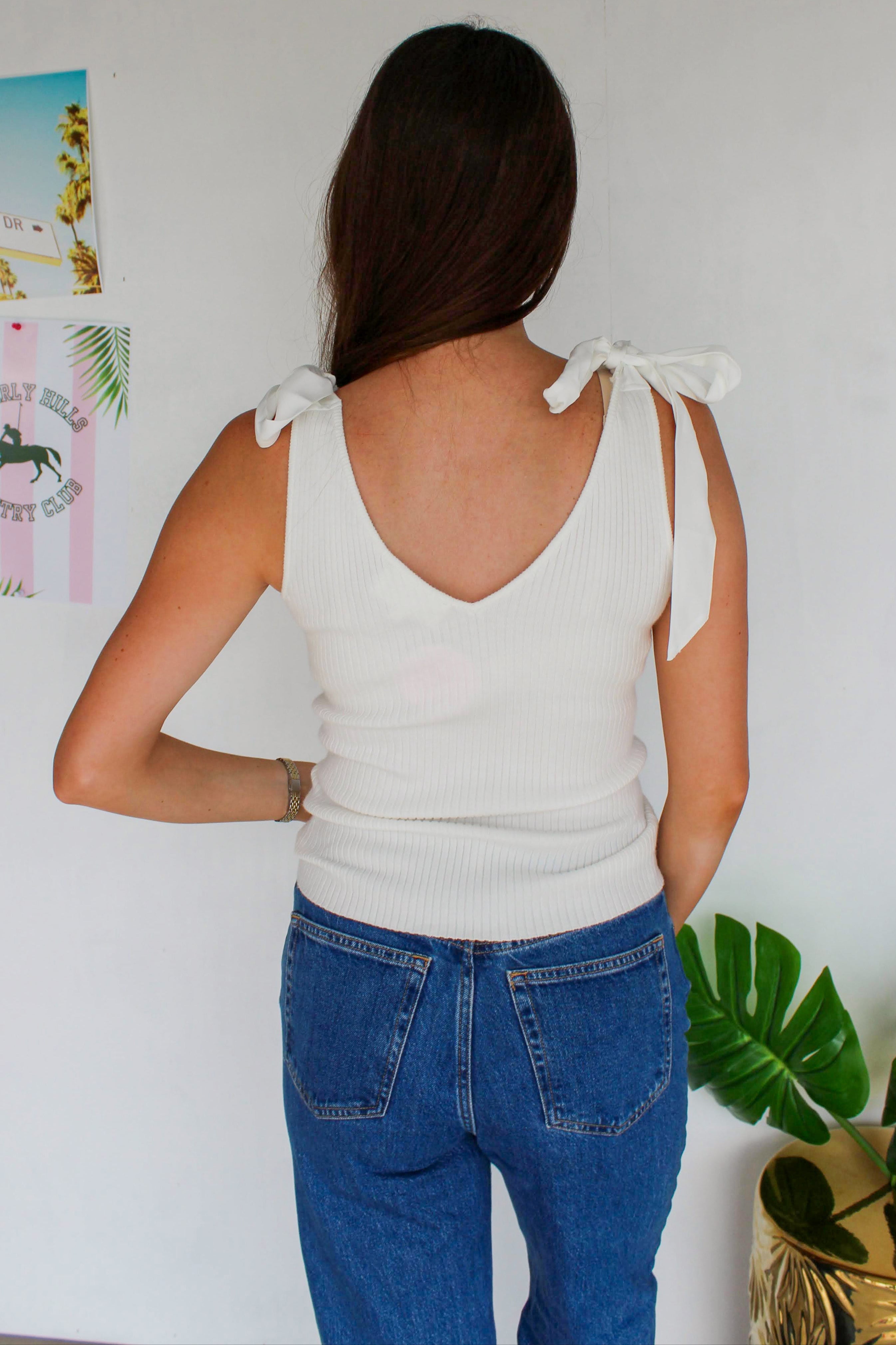 white bow tie tank top