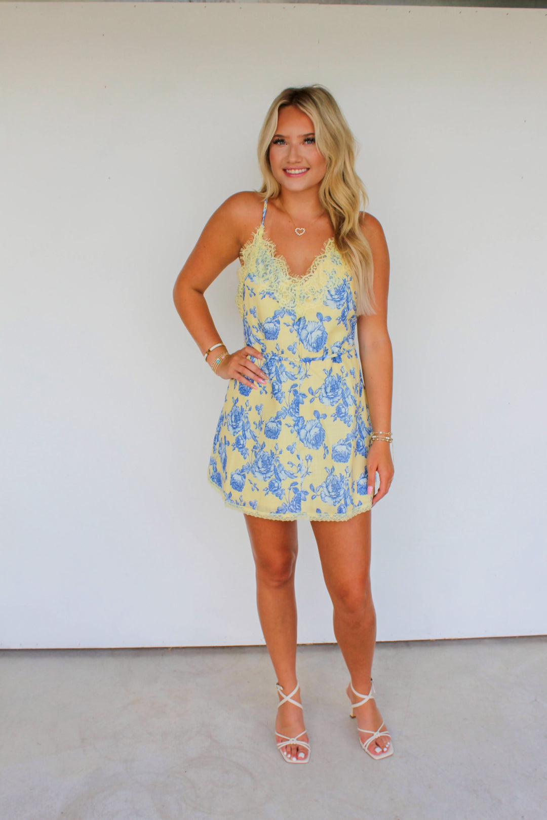 Yellow &amp; Blue Floral Mini Dress