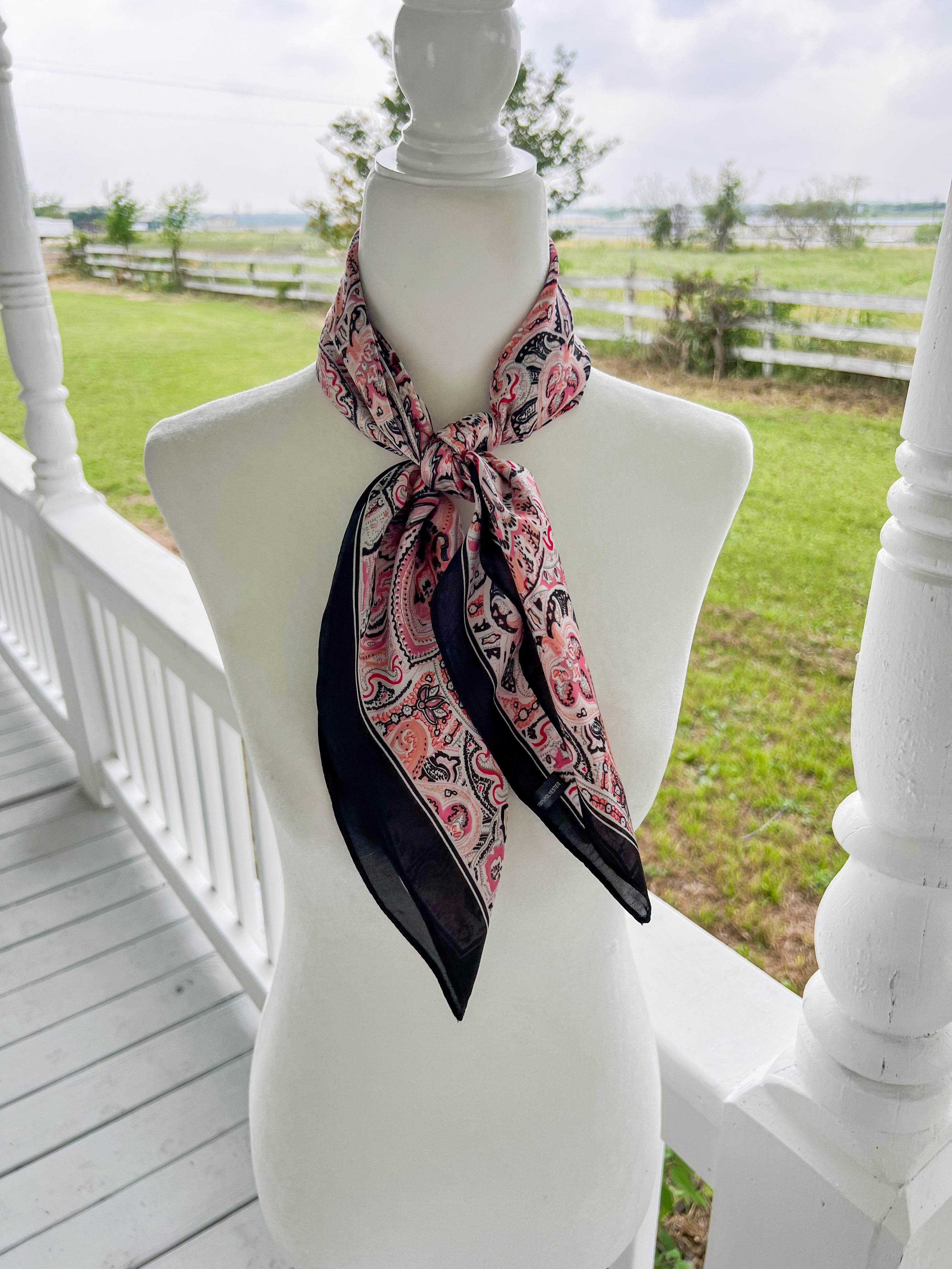 Black and Pink Paisley Wild Rag - JD Ranch Boutique