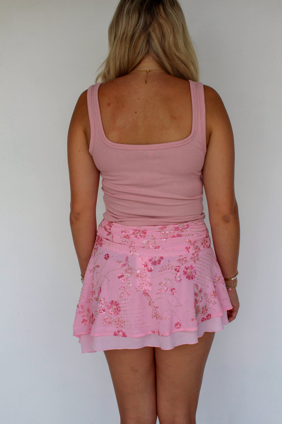 Starfish Beaded Tank Top in Pink