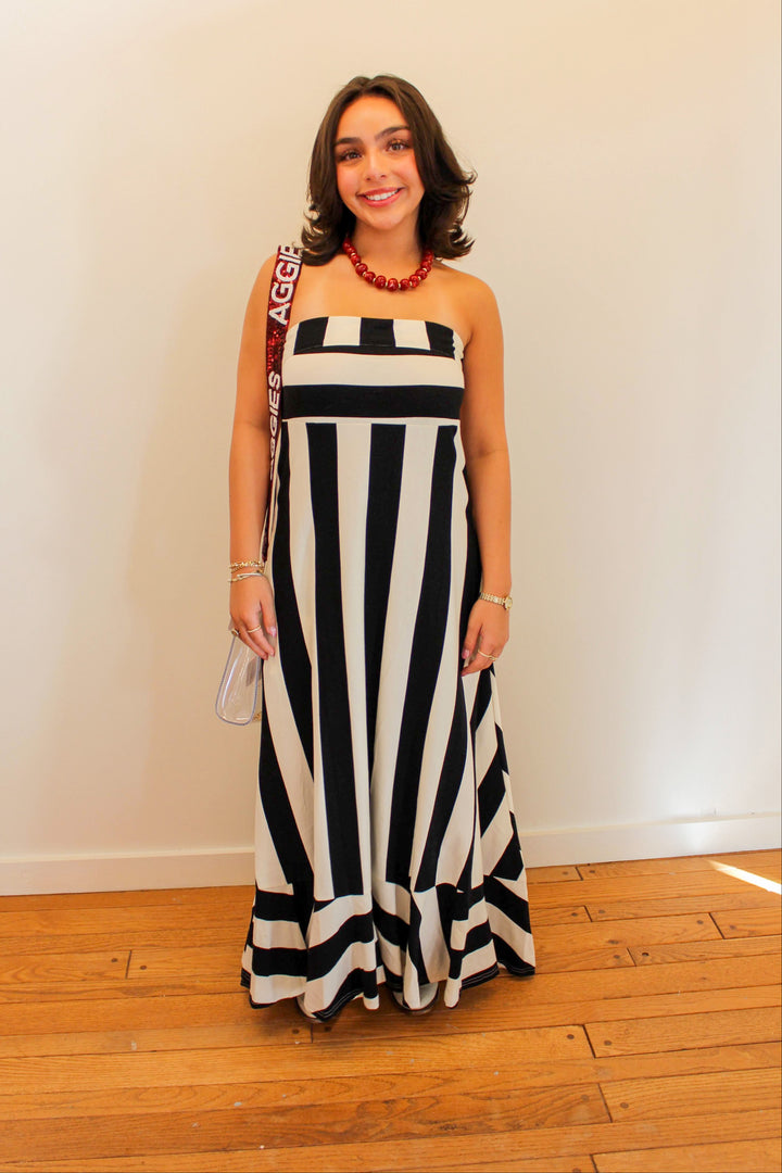 Striped Maxi Dress in Black