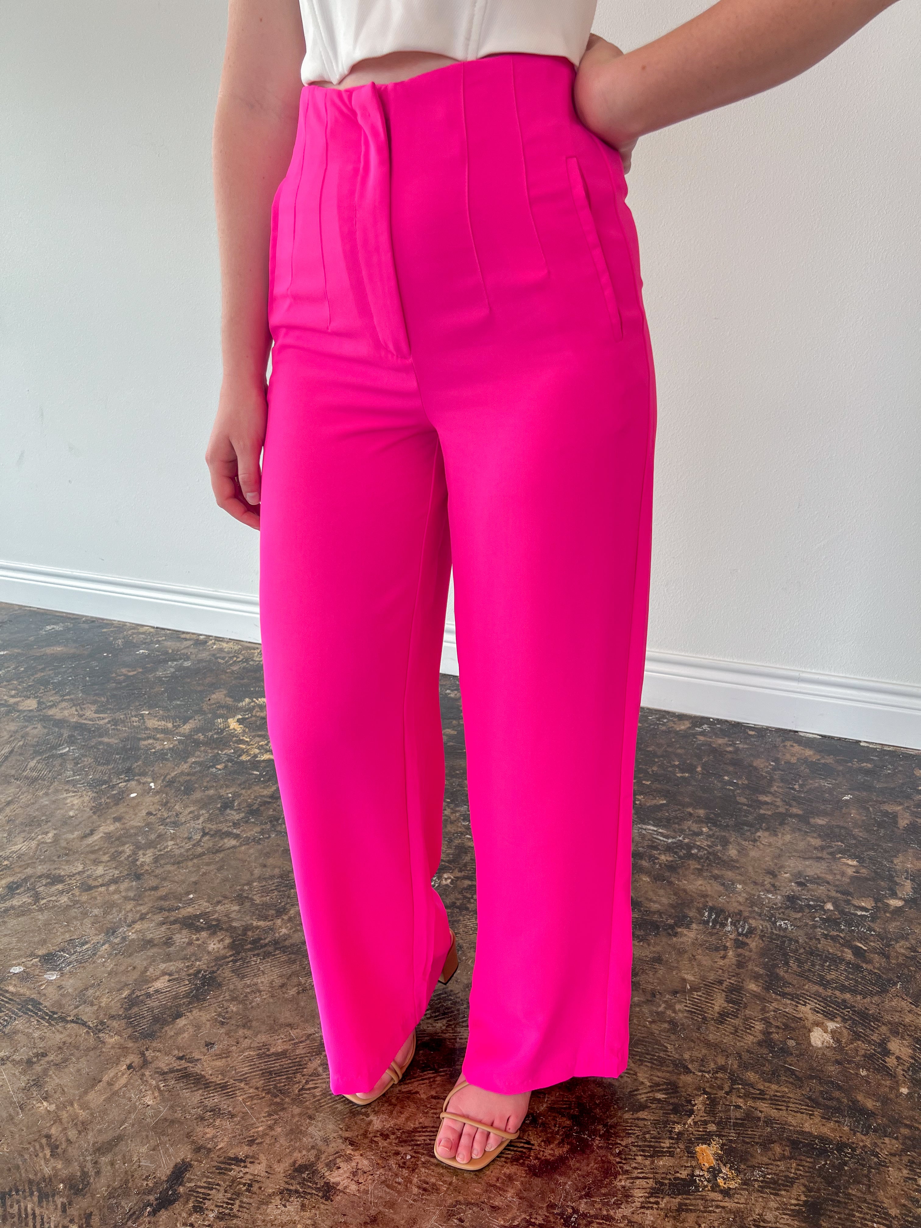 Straight Leg Trousers in Pink - JD Ranch Boutique