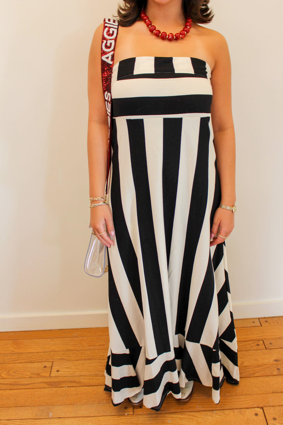 Striped Maxi Dress in Black