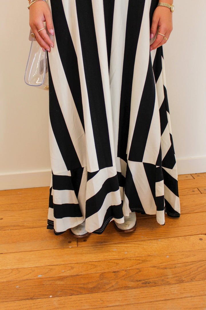 Striped Maxi Dress in Black