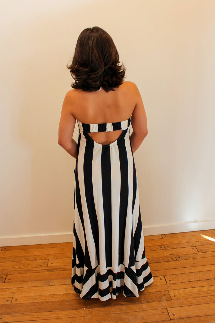 Striped Maxi Dress in Black