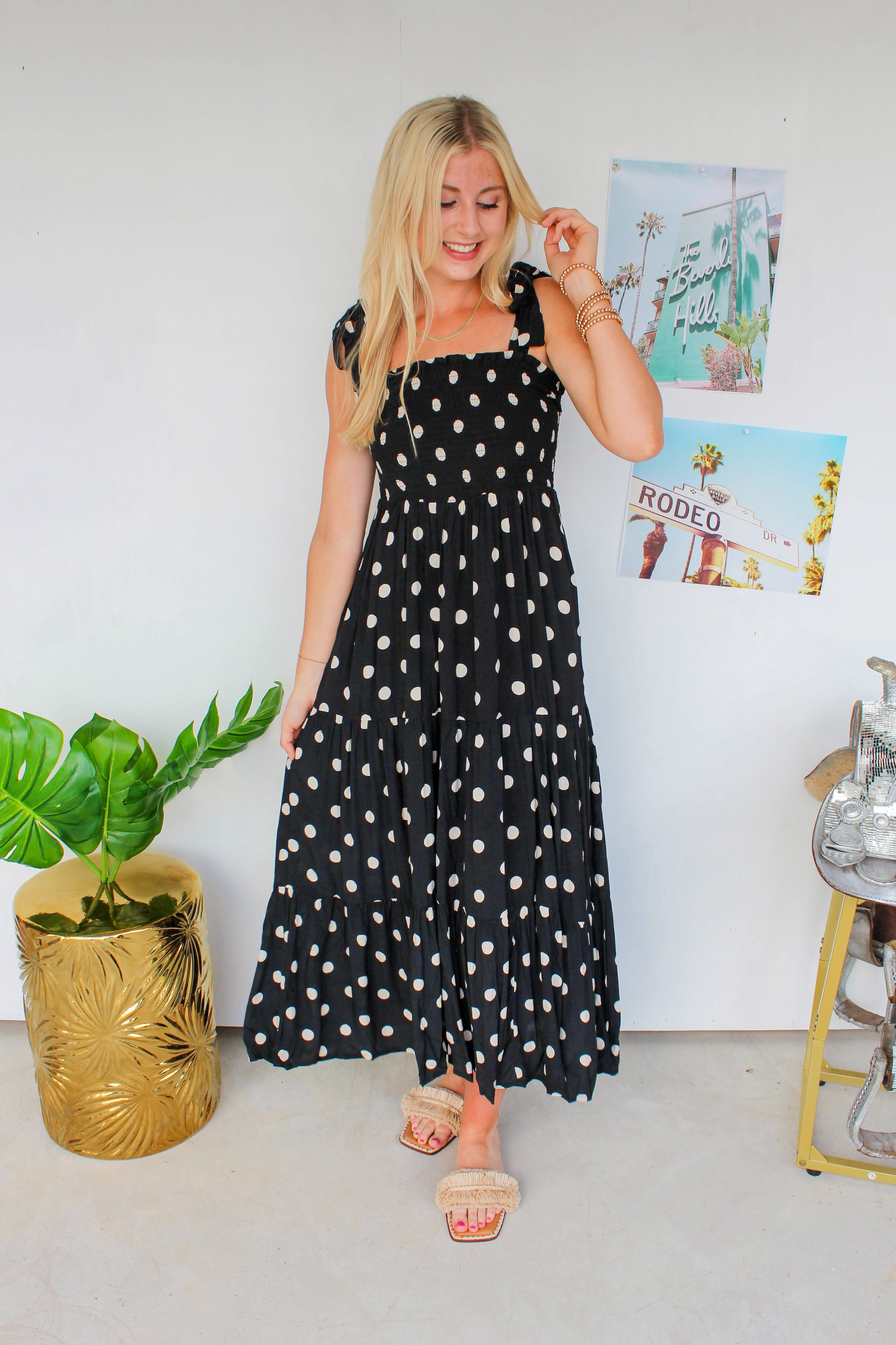 polka dot maxi dress