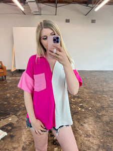 Fuchsia Color Block Top - JD Ranch Boutique